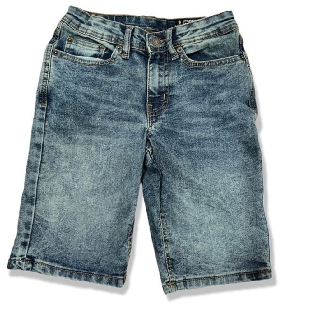 BUFFALO DAVID BITTON Boys Parker Slim Echo Blue Distressed Jean Shorts